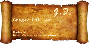 Greger Dénes névjegykártya